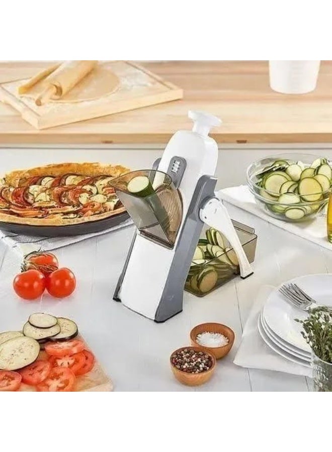 SUKILO قطاعة خضروات ماندولين 5 في 1 آمنة، قاطعة بطاطس، مفرمة، مقطعة جوليان، معدلة السماكة لتحضير الوجبات السريعة في المطبخ - Image 4